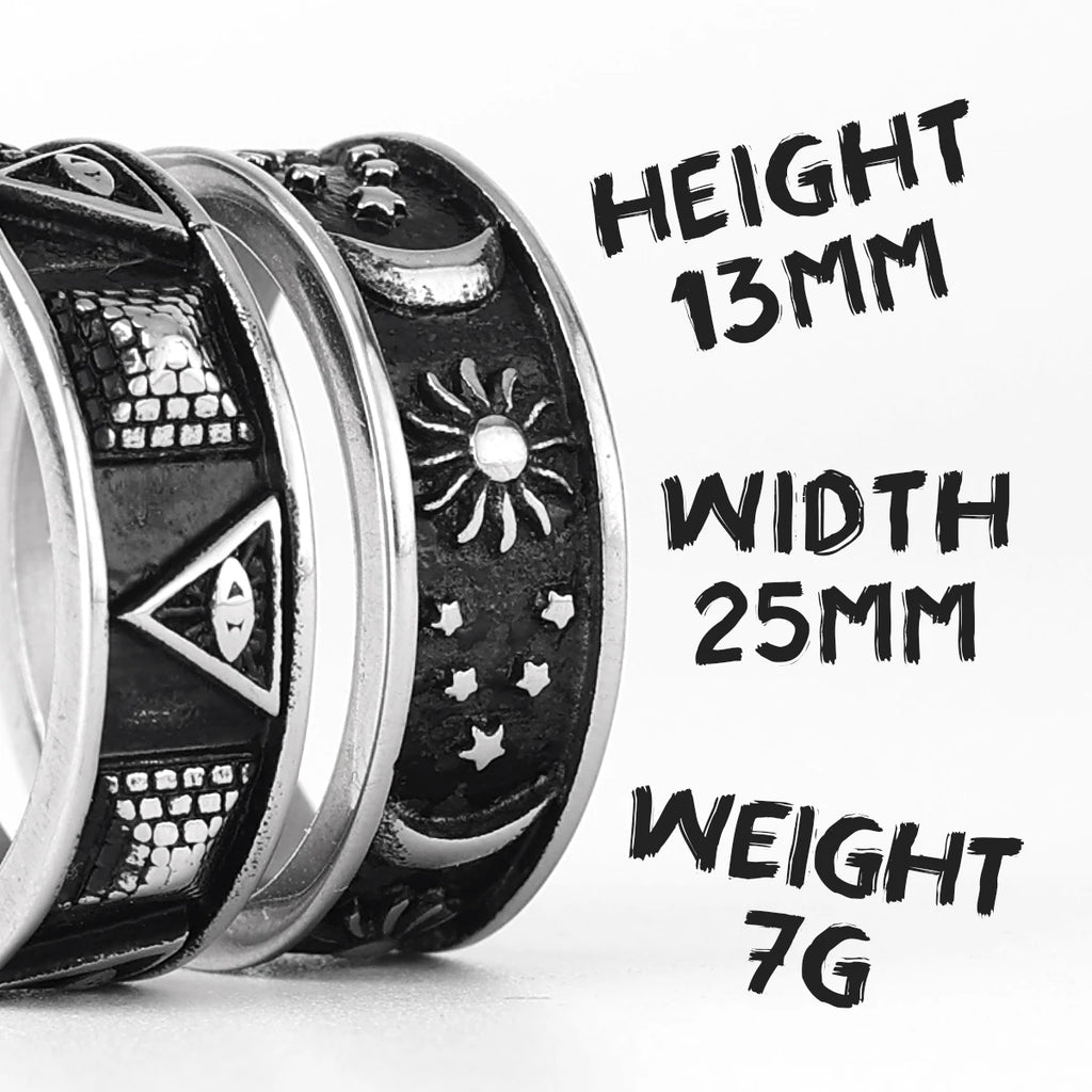 PENDRA Pyramid Moon Sun Steel Ring