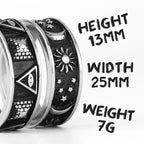 PENDRA Pyramid Moon Sun Steel Ring