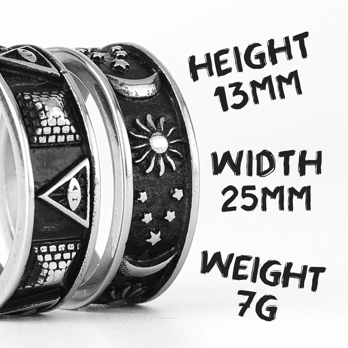 PENDRA Pyramid Moon Sun Steel Ring