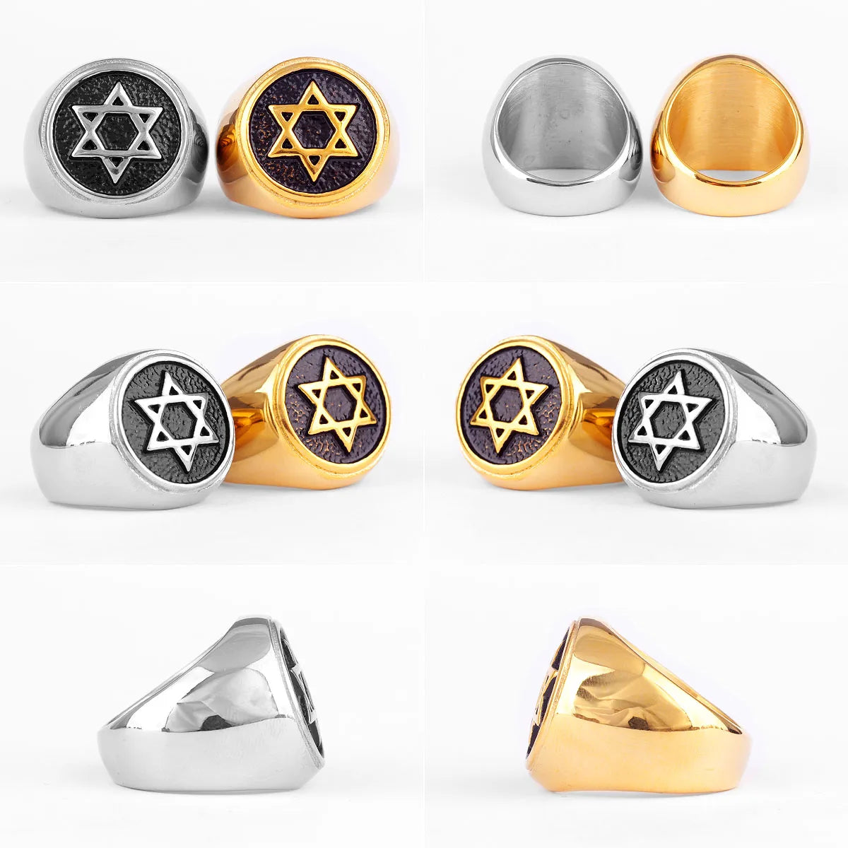 PENDRA Judaism Hexagram Star Steel Ring