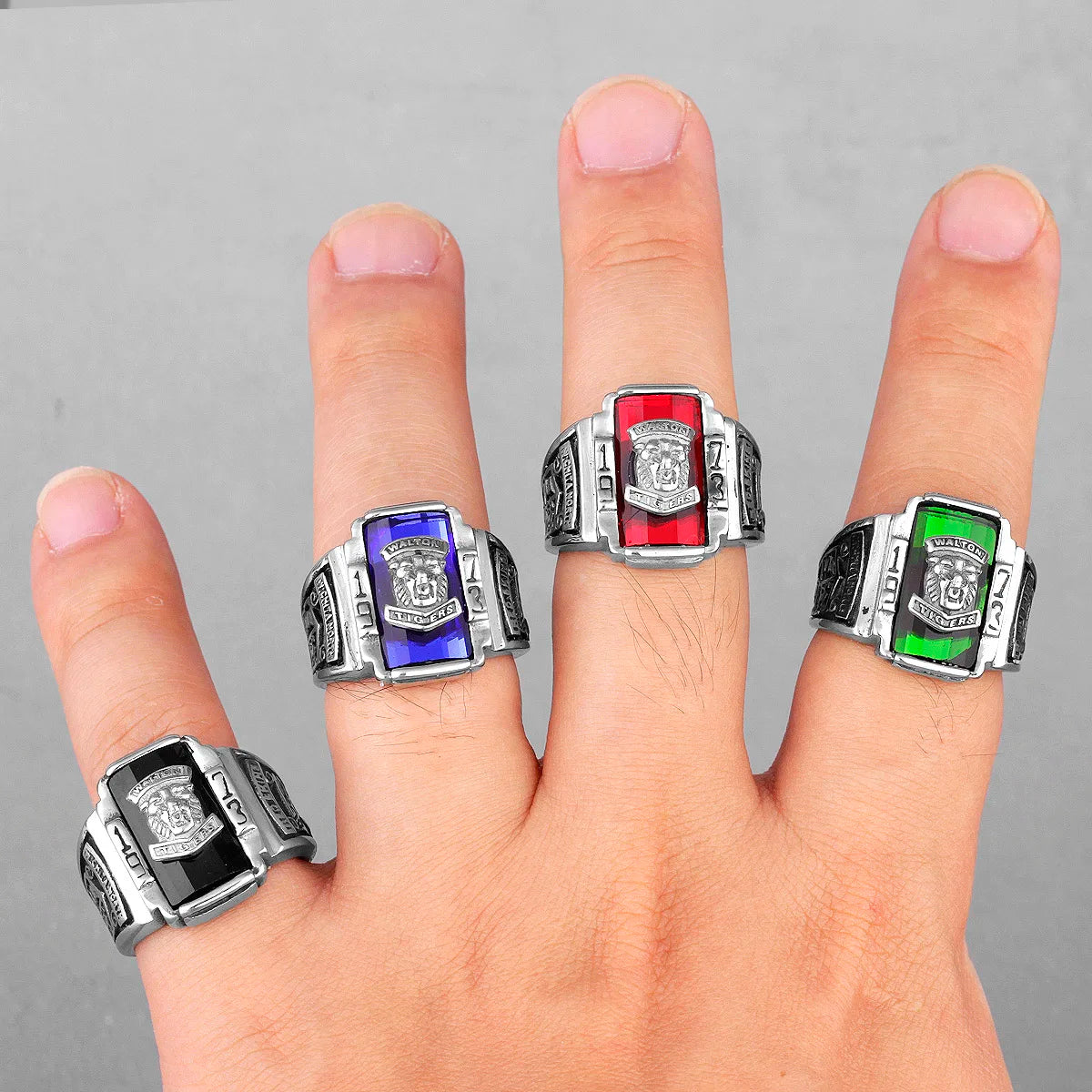 PENDRA Walton Tiger Rhinestone Steel Ring