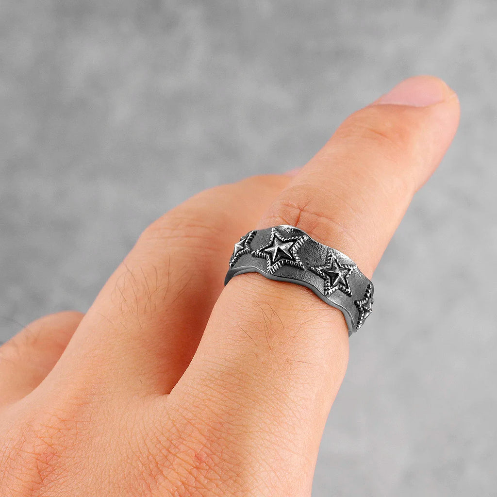 PENDRA Starfish Stars Wedding Steel Ring
