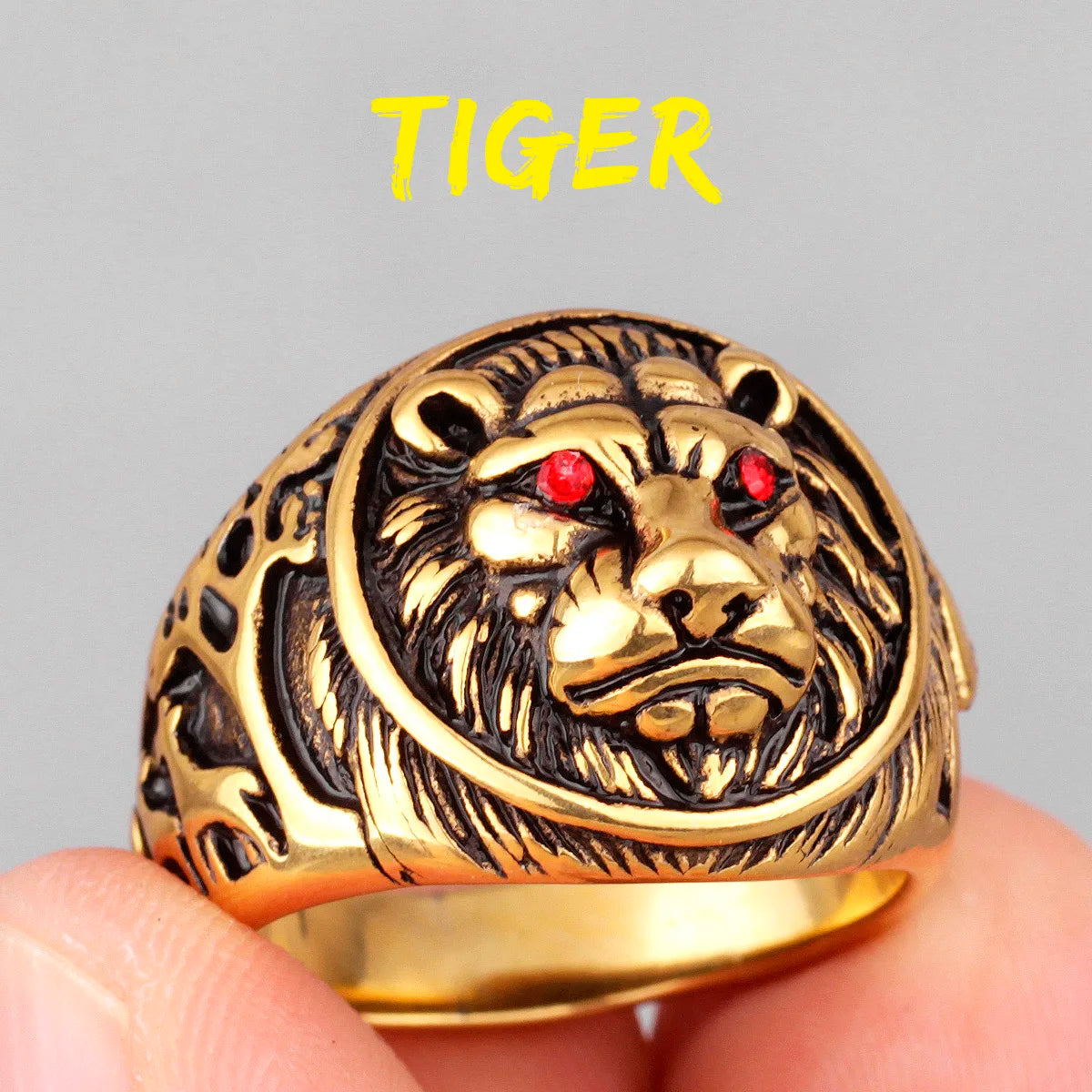 PENDRA Tiger Animal Rap Steel Ring