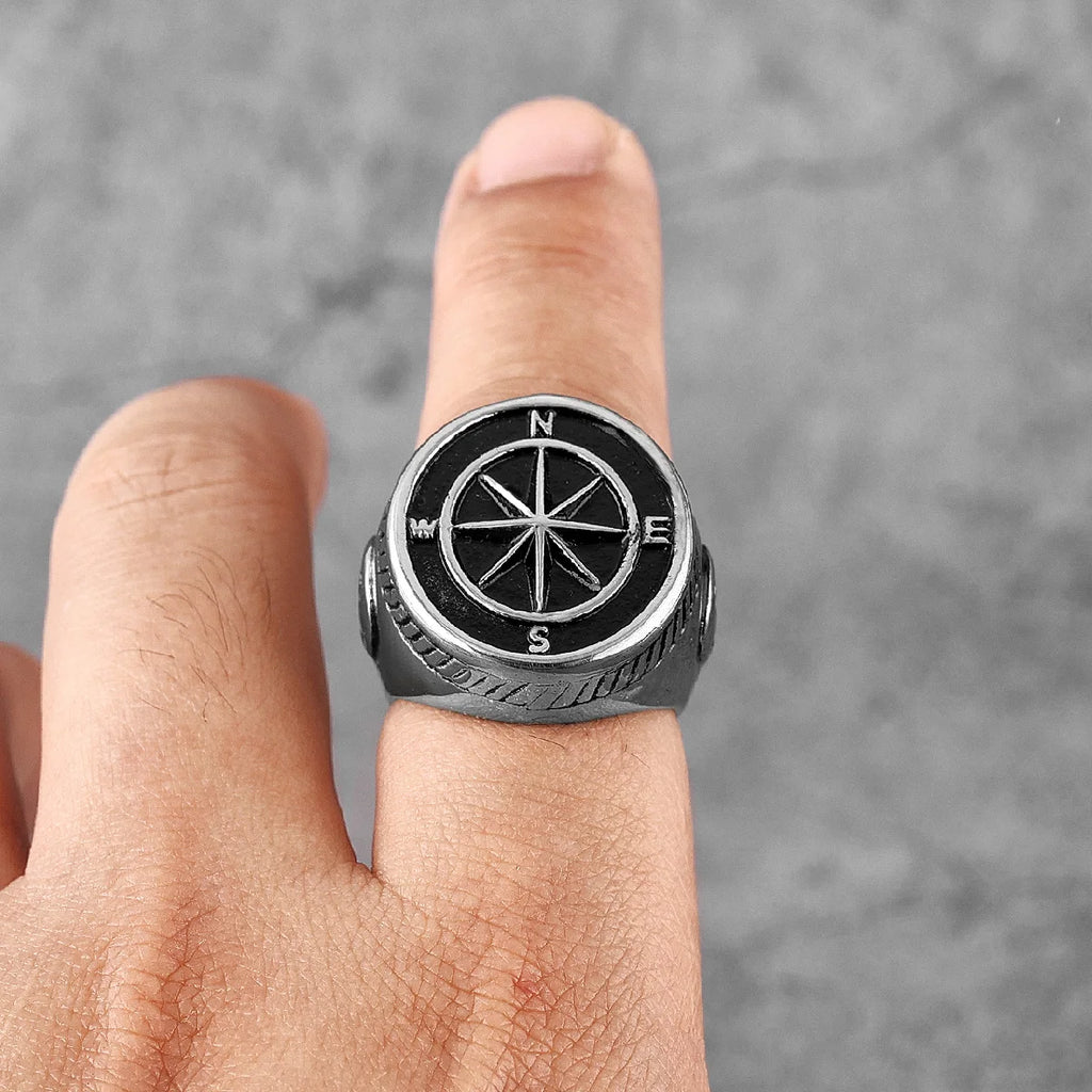 PENDRA Navigator Compass Sailor Steel Ring