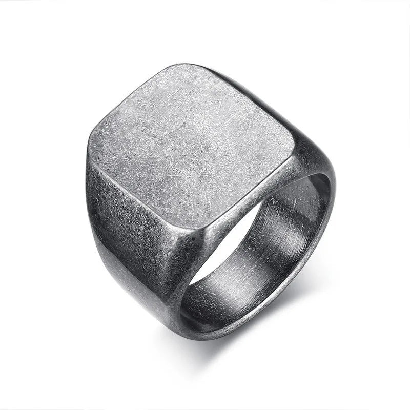 Men Pinky Signet Ring Ornate Stainless Steel Band Male Jewelry