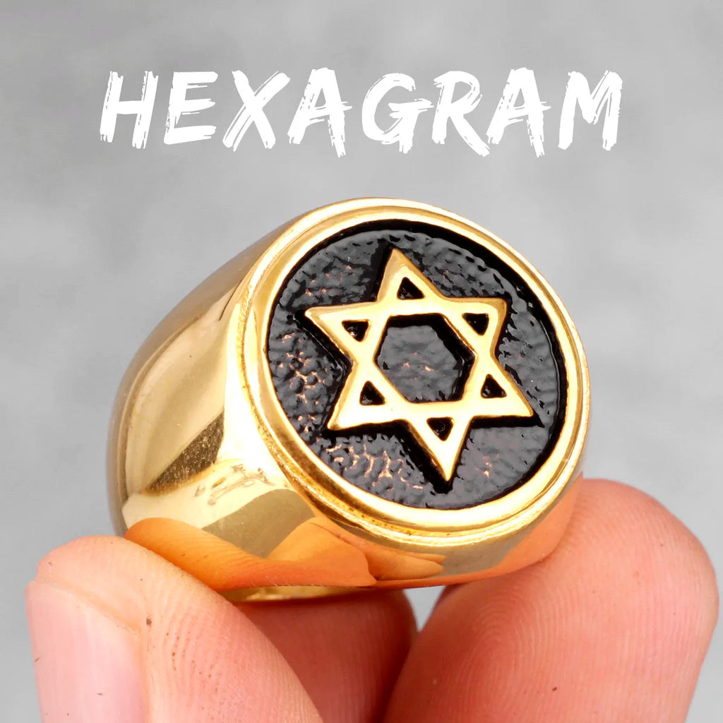 PENDRA Judaism Hexagram Star Steel Ring