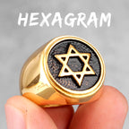 PENDRA Judaism Hexagram Star Steel Ring