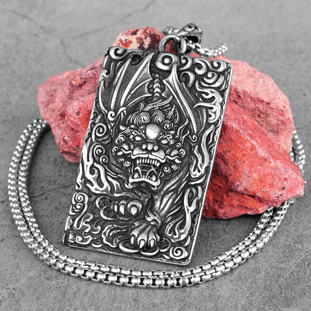 PENDRA Chinese Unicorn Boyfriend Steel Necklace