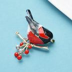 PENDRA Scarlet Bird Multicolor Enamel Brooch