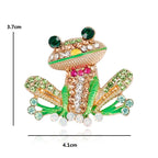 PENDRA Frogglow Rhinestone Frog Brooch