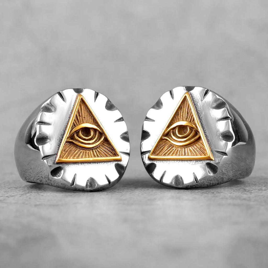 PENDRA Freemason Illuminati Triangle Steel Ring