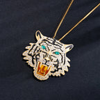 PENDRA Emerald Eye Tiger Head Brooch