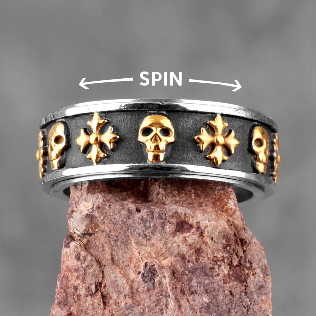 PENDRA Cross Skull Rotatable Ring