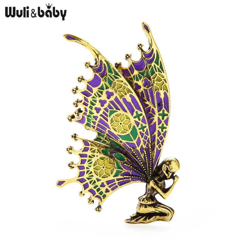 PENDRA Vintage Butterfly Wings Fairy Brooch
