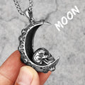 Moon Skull Stainless Steel Men Necklaces Pendants Chain Gothic Punk Unique for Boyfriend Male Jewelry Creativity Gift Wholesale