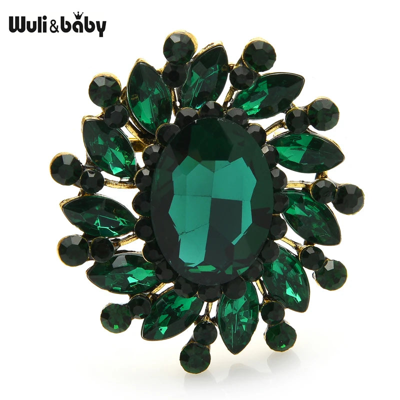 PENDRA Floracircle Crystal Round Flower Brooch