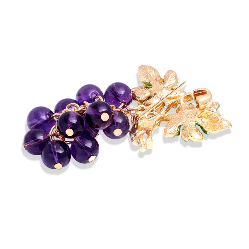 PENDRA Vinetta Glass Bead Grape Brooch