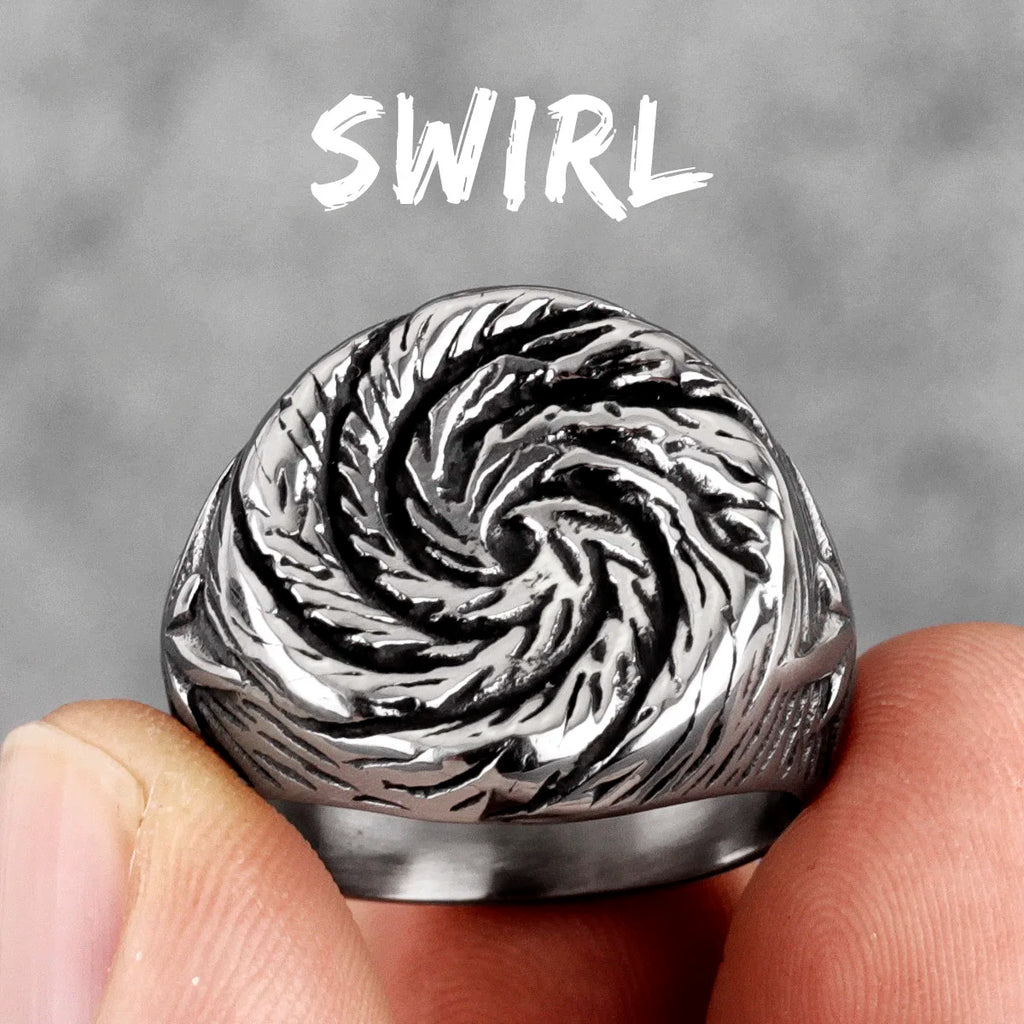 PENDRA Hole Swirl Boyfriend Steel Ring
