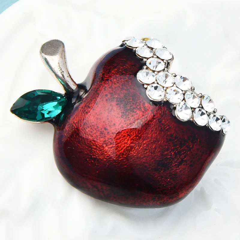PENDRA Appellia Rhinestone Apple Brooch
