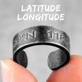 PENDRA Old Latitude Longitude Steel Ring