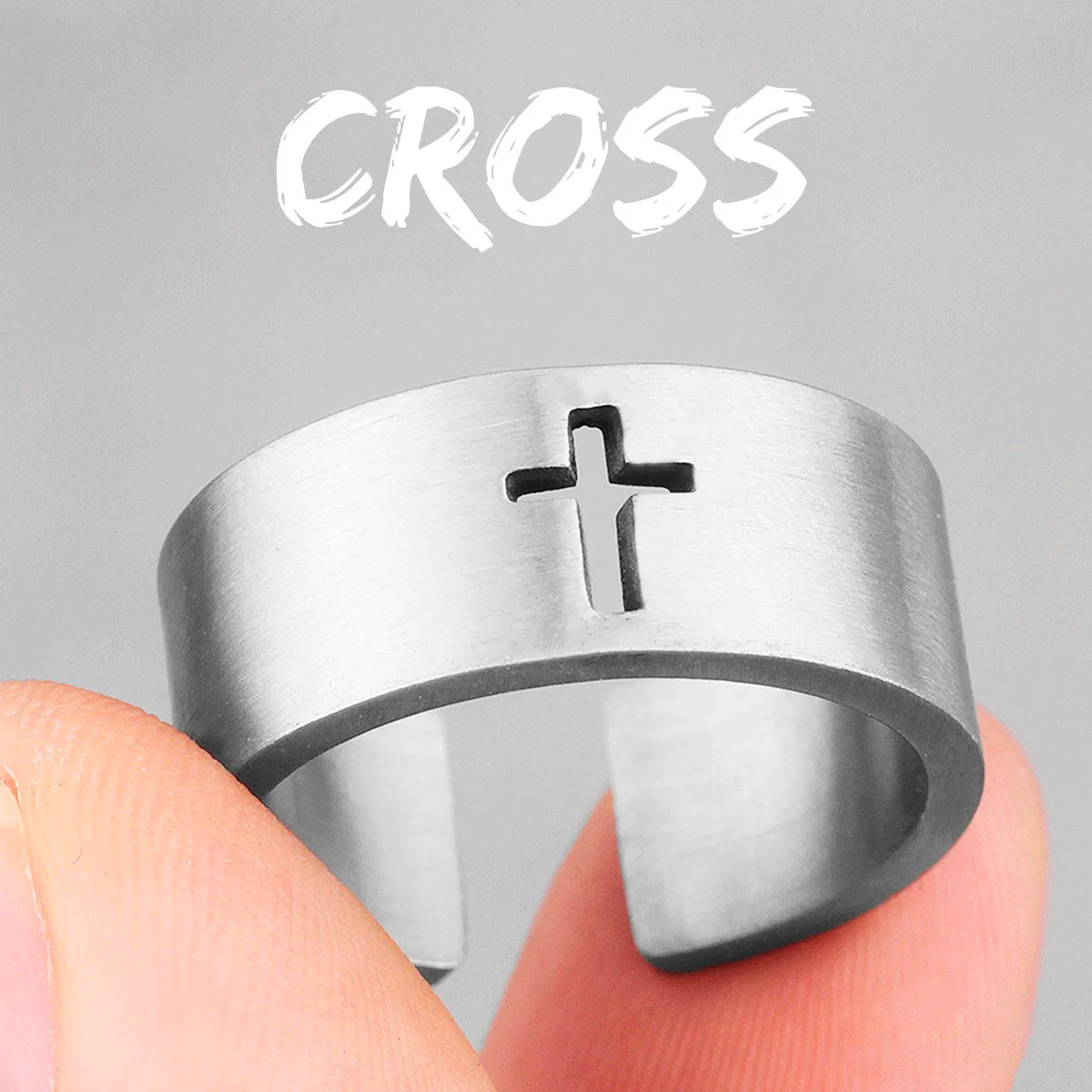 PENDRA Cross Crown Boyfriend Steel Ring