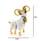 PENDRA Vintage Pearl Goat Alloy Brooch