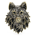 PENDRA Nightfall Rhinestone Wolf Brooch