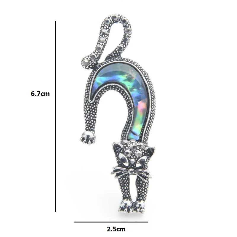 PENDRA Natural Shell Cat Brooch