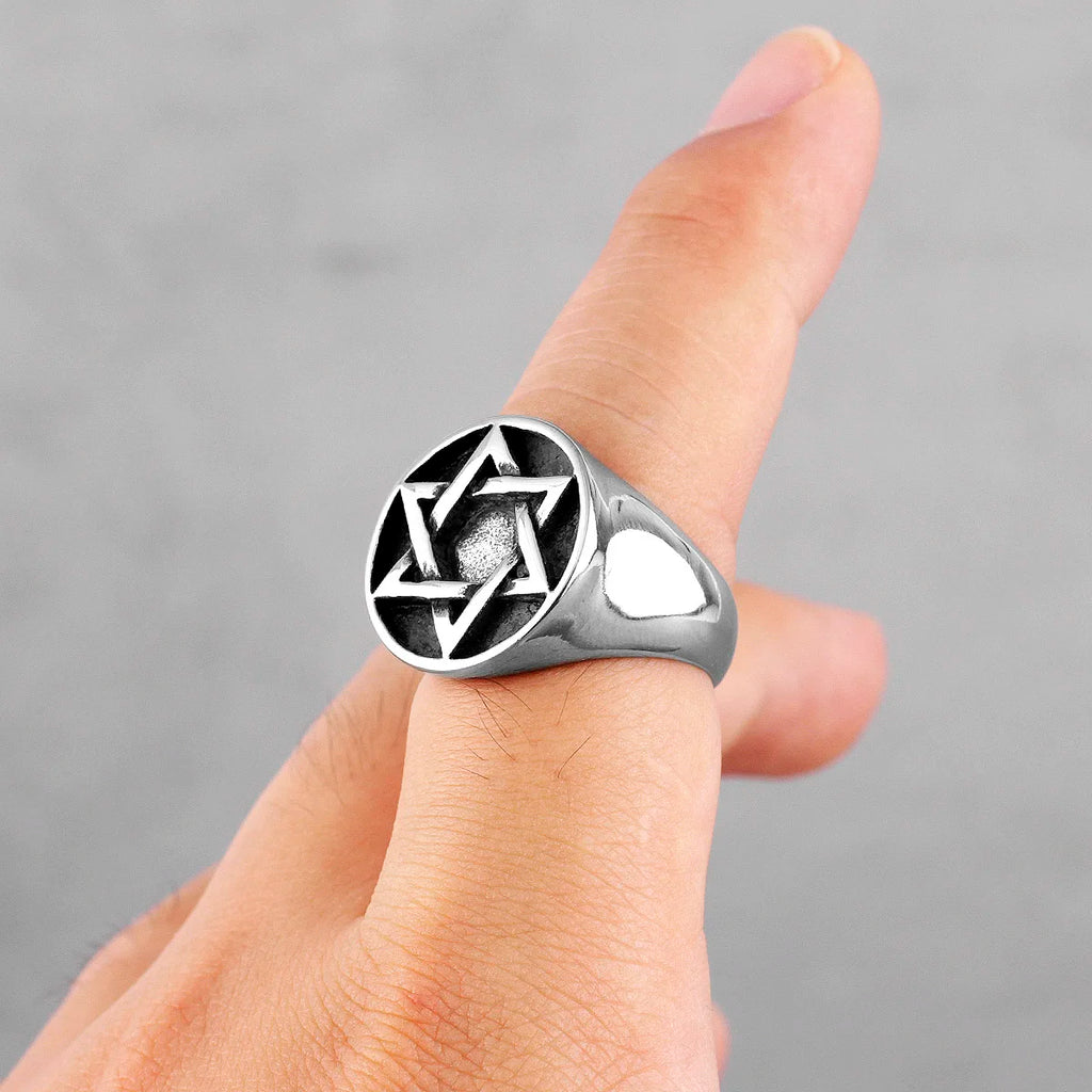 PENDRA Judaism Hexagram Star Steel Ring
