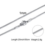1/2/3mm Box Chain Necklaces for Men Women,Delicate Square Stainless Steel Chains Links Collars,Jewelry Gift 18To24 Inch
