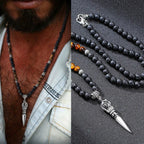TIBETAN BUDDHIST PHURBA KILAYA THE MAGIC KNIFE WITH TIGER’S EYE LAVA STONE NECKLACE FOR MEN JEWELRY
