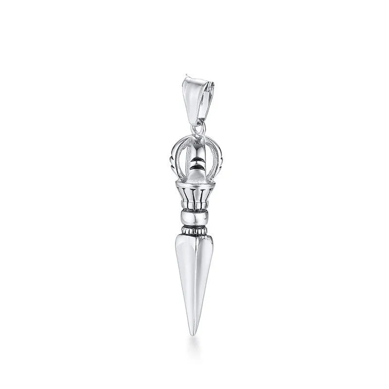 GANDHANRA STAINLESS STEEL TIBETAN BUDDHIST PROTECTION PENDANT VAJRA PATRON SAINT AMULET NECKLACE FOR MEN JEWELRY