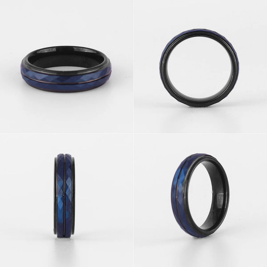 PENDRA Tungsten Rhombus Cut Black Ring