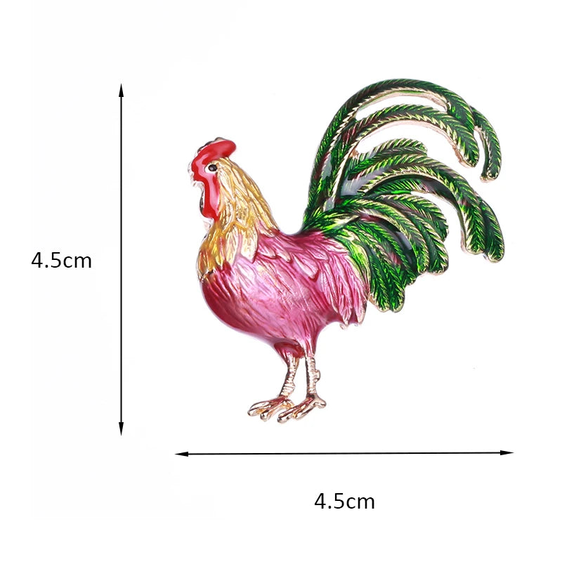 Wuli&baby Big Tail Rooster Cock Brooches For Women Designer Unisex 3-color Enamel Chicken Party Office Brooch Pins Gifts