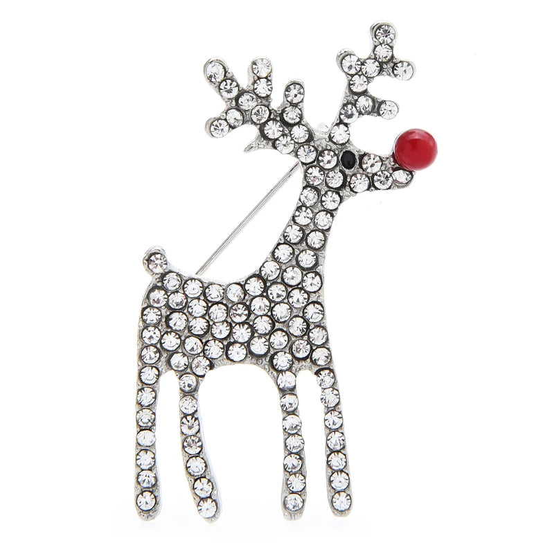 Wuli&baby Lovely Deer Brooches For Women Unisex 2-color Christmas New Year Brooch Pins Gifts