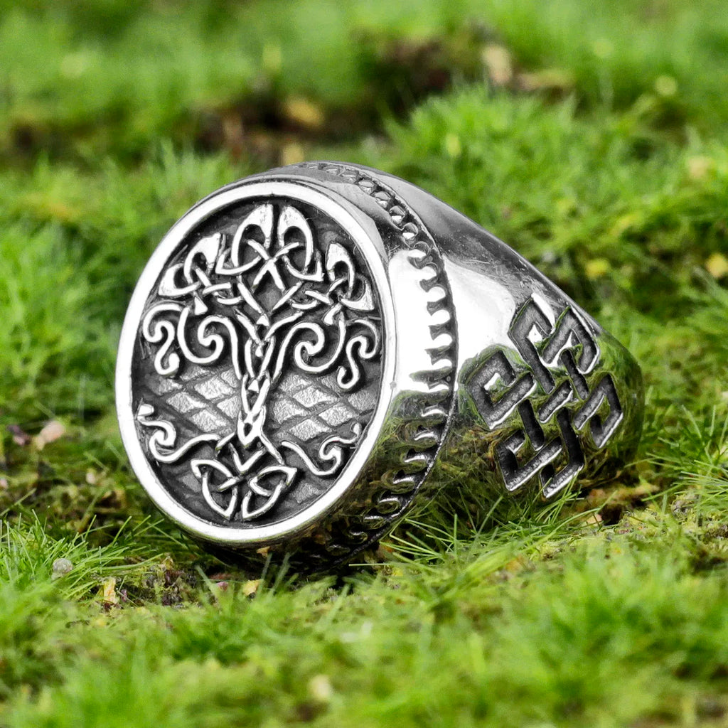 PENDRA Tree Life Celtic Steel Ring
