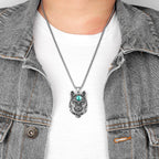 Animal Wolf Red Blue Eye Stainless Steel Men Necklaces Pendants Chain Cool for Boyfriend Male Jewelry Creativity Gift Wholesale