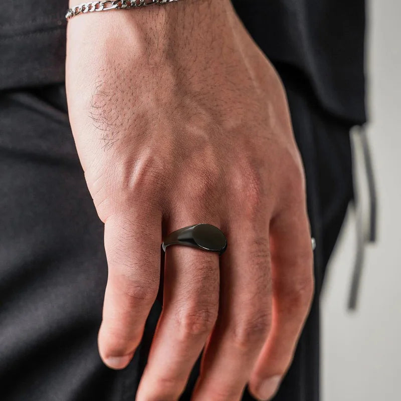 Signet Ring,Stainless Steel Ring for Men, Classic Hipster Unisex Square Signet Ring,Pinky Finger Ring,Mens Small Signet Ring