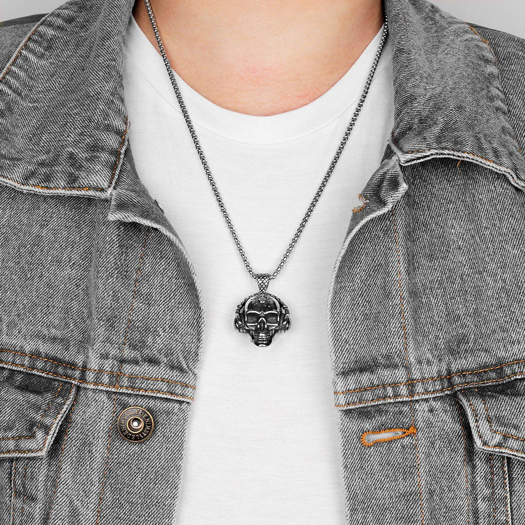 PENDRA Death Rock Headphone Steel Necklace