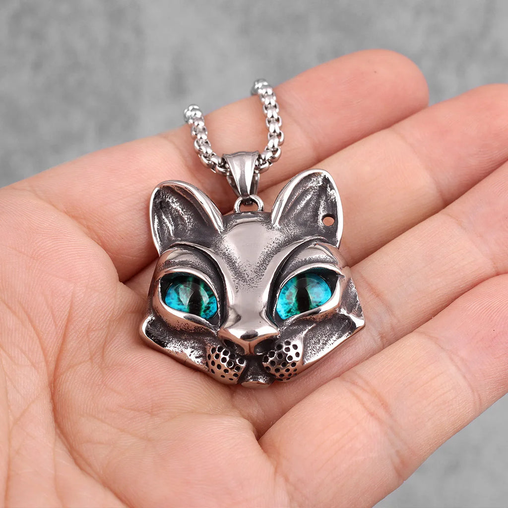 PENDRA Animal Cat Eyes Steel Necklace
