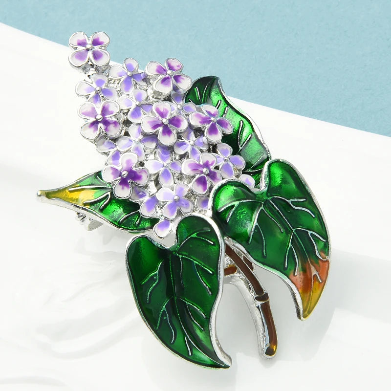 PENDRA Lilacelle Enamel Lilac Flower Brooch