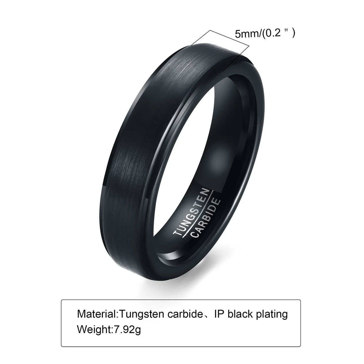 5mm Tungsten Carbide Ring for Men,Brushed Beveled Edge Scratch Resistant Couple Wedding Ring,Unisex Minimalist Jewelry Gift