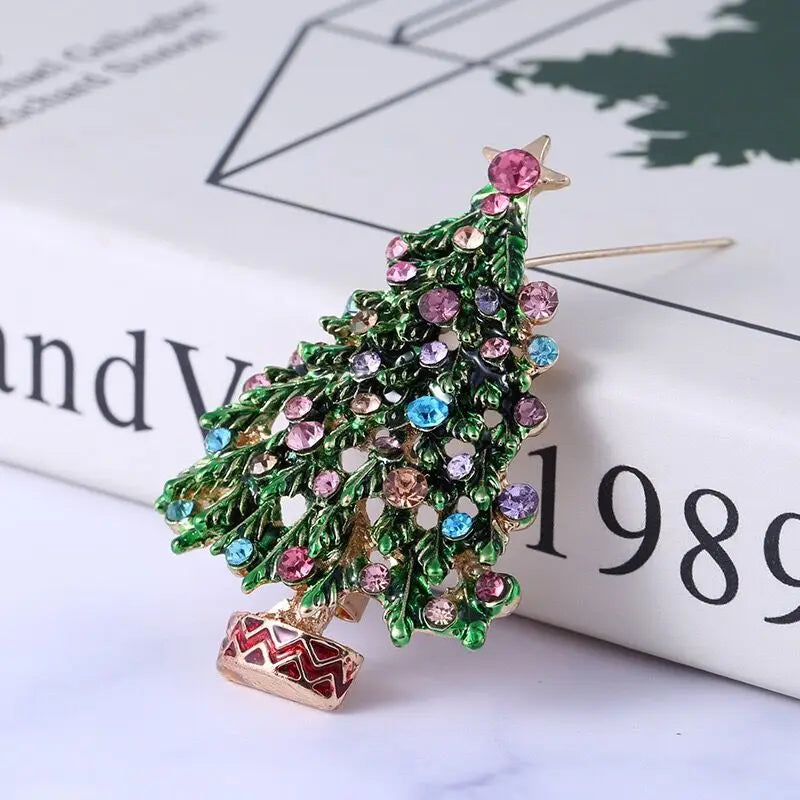 PENDRA Arboris Green Enamel Christmas Tree Brooch