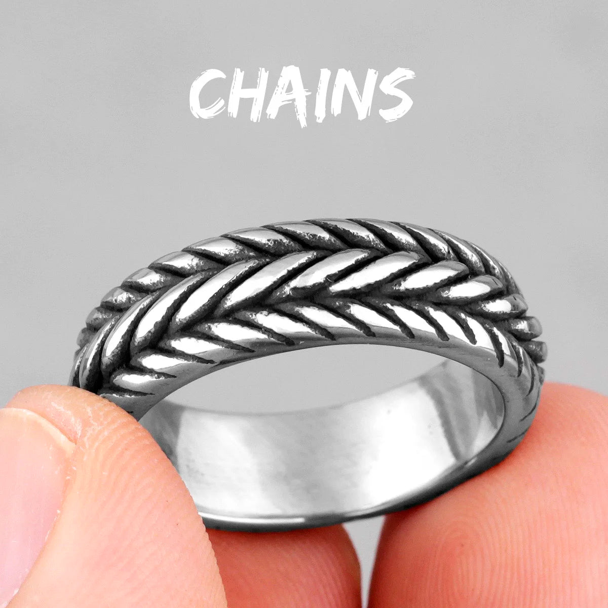 PENDRA Grid Weave Industrial Steel Ring