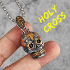 PENDRA Steampunk Cross Skull Steel Necklace