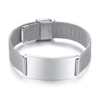 Personalized Couple Bracelet for Men Women,Stainless Steel Adjustable Mesh Watch Bands Bangle,Custom Best Friend Couple Gift