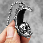Moon Skull Stainless Steel Men Necklaces Pendants Chain Gothic Punk Unique for Boyfriend Male Jewelry Creativity Gift Wholesale