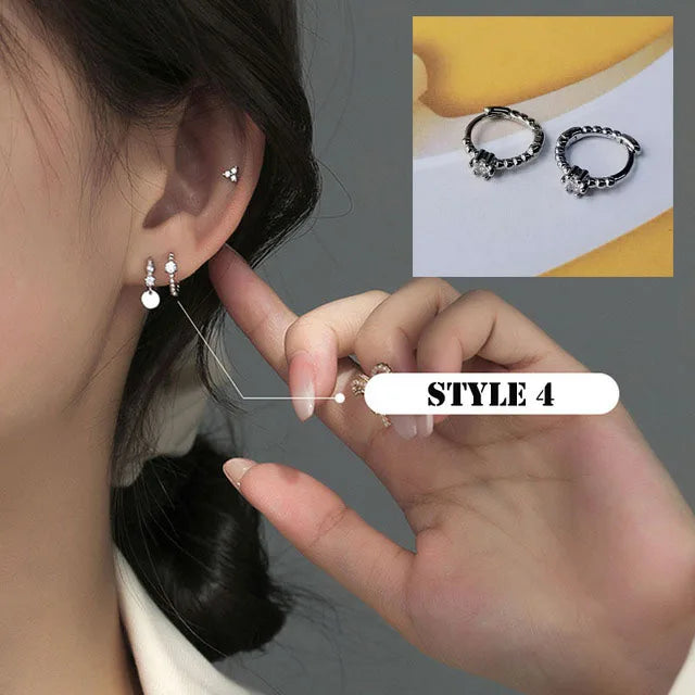 VENTFILLE 925 Sterling Silver Ear studs For Women Trendy Simple Temperament Zircon Small Round Piece Pendant Earrings Dropship