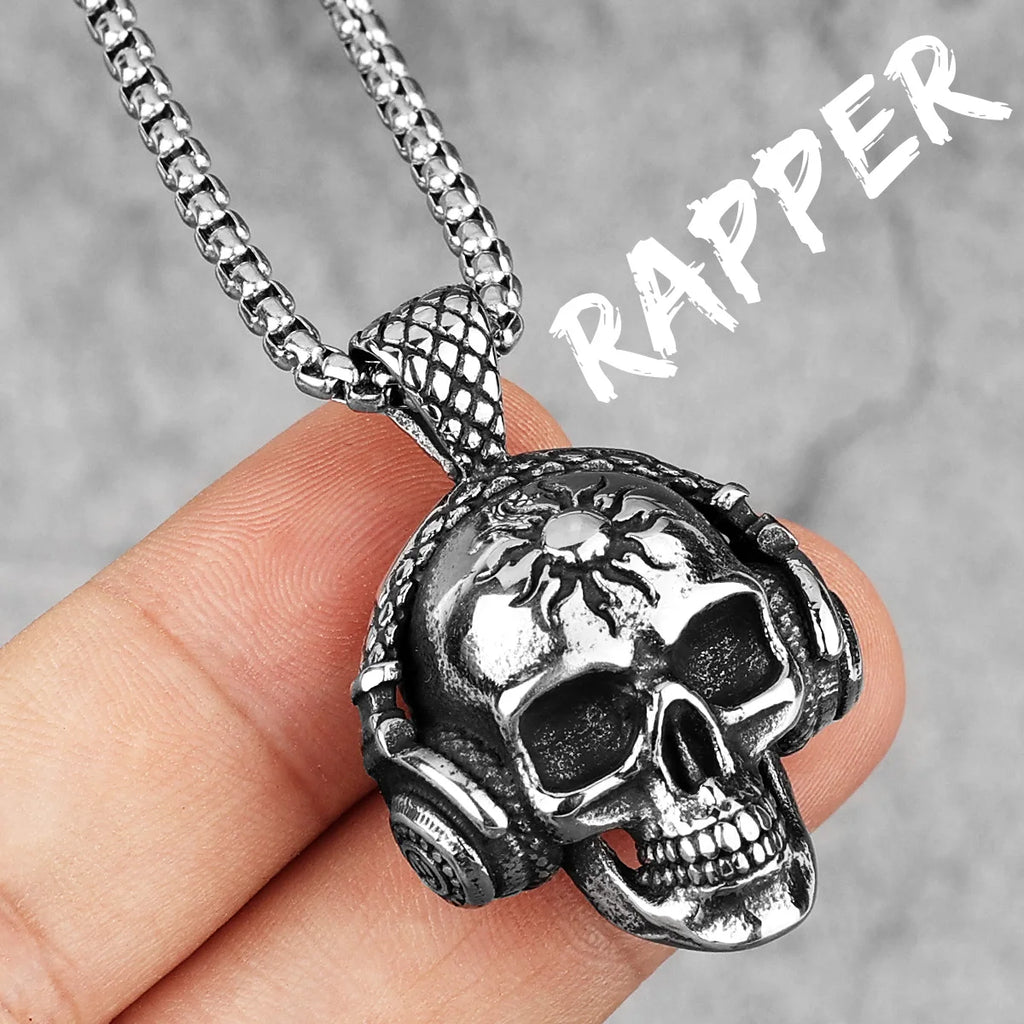 PENDRA Death Rock Headphone Steel Necklace