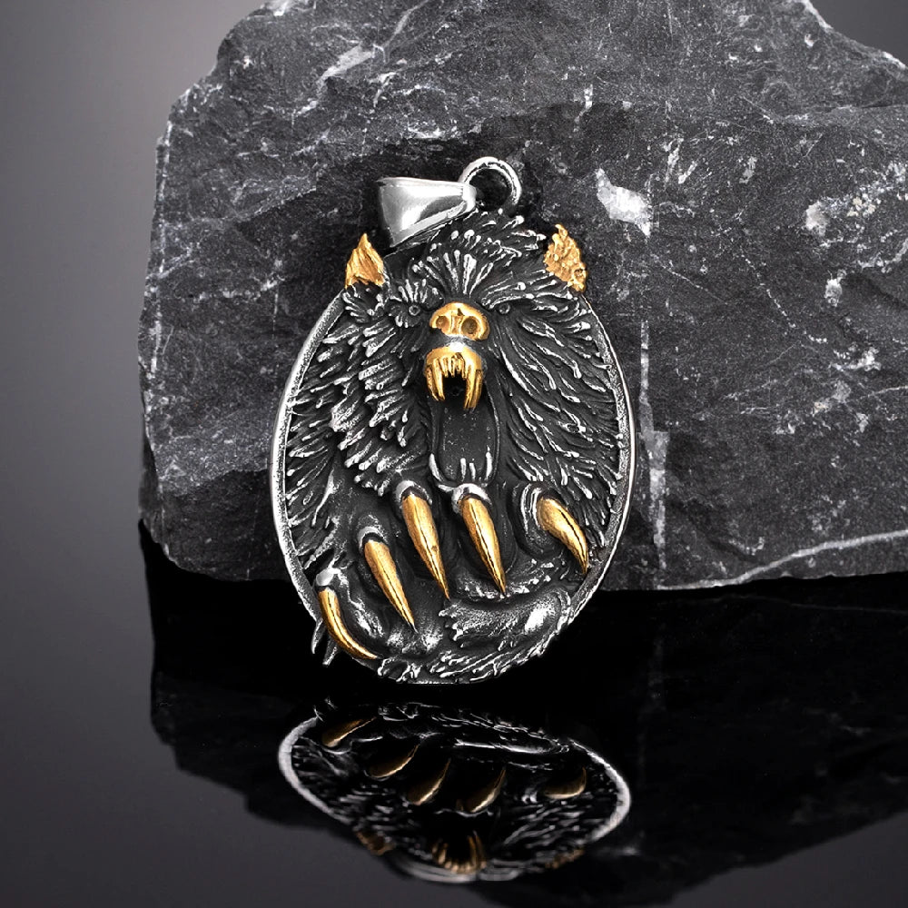 PENDRA Wolf Gold Celtic Necklace